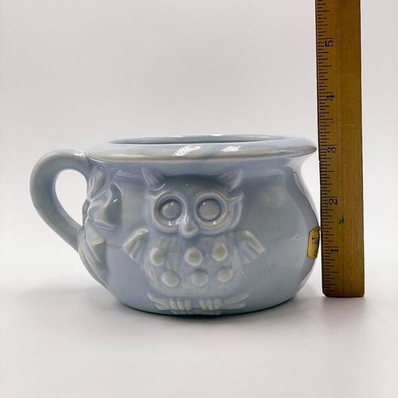 Vintage Haeger Pottery Owl Mug Planter Blue "Good Night and Sleep Tight" Ceramic - Picture 9 of 10